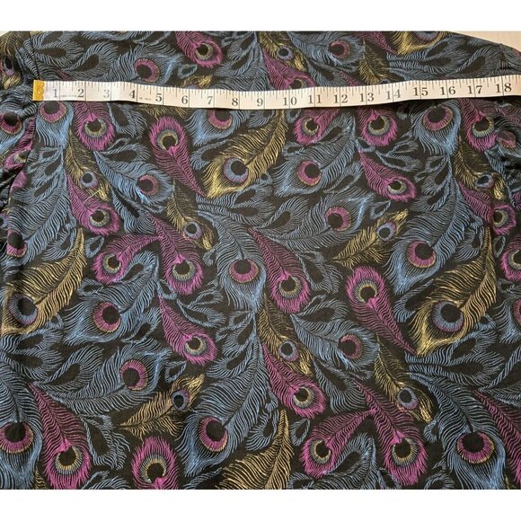 Vintage Y2K Peacock Feather Shoulder Pads Blazer Large Pink Yellow Blue Custom - Picture 9 of 9